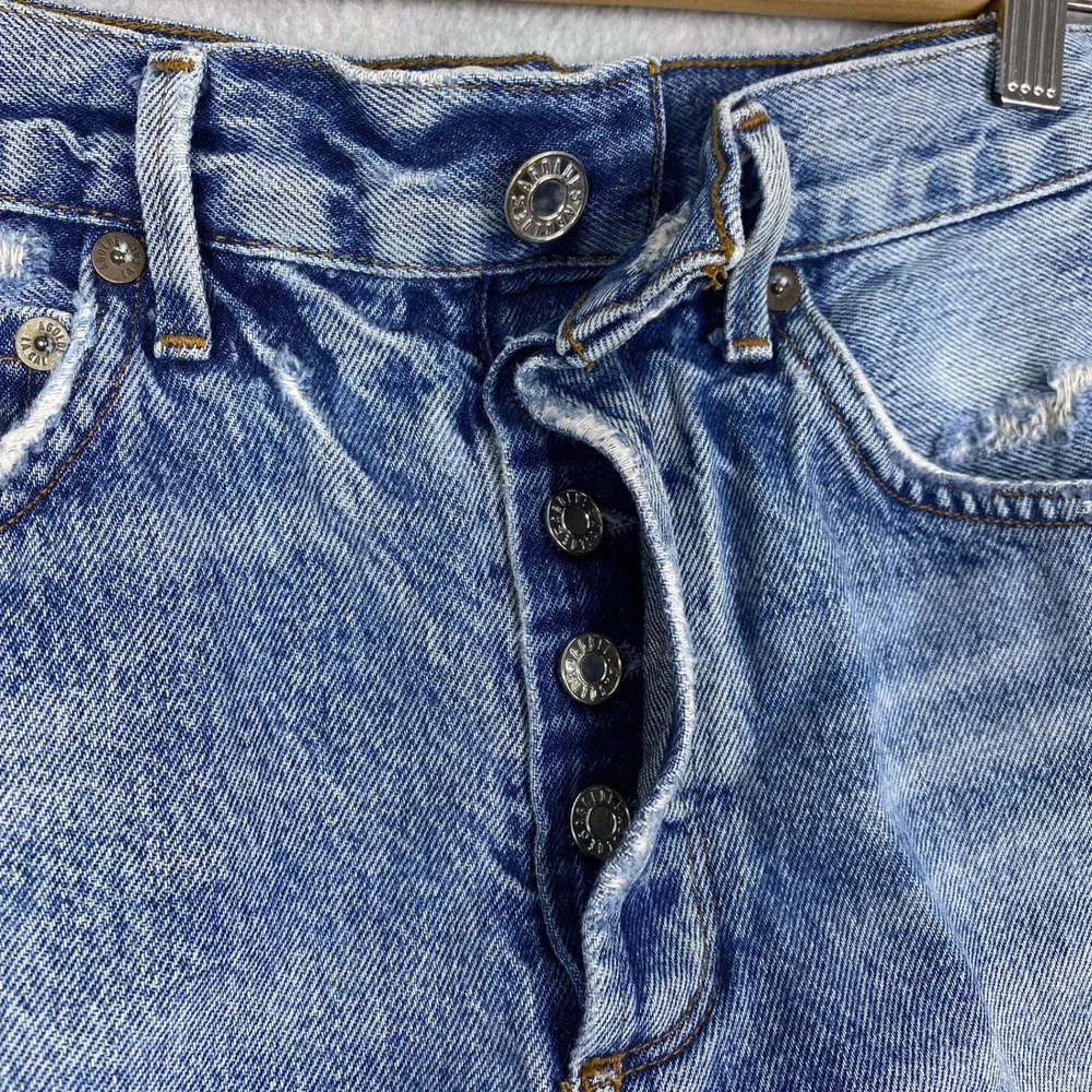 AGOLDE Shorts Womens 25 Blue Jaden Hi Rise Cut Off Button Fly Distressed Denim